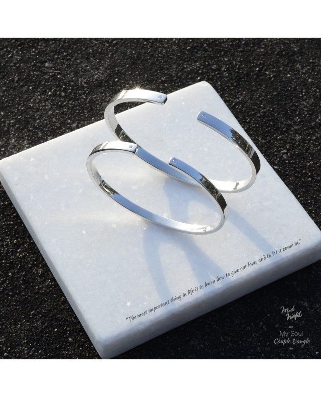 For Couple-Simple Birthstone Couple Bangle